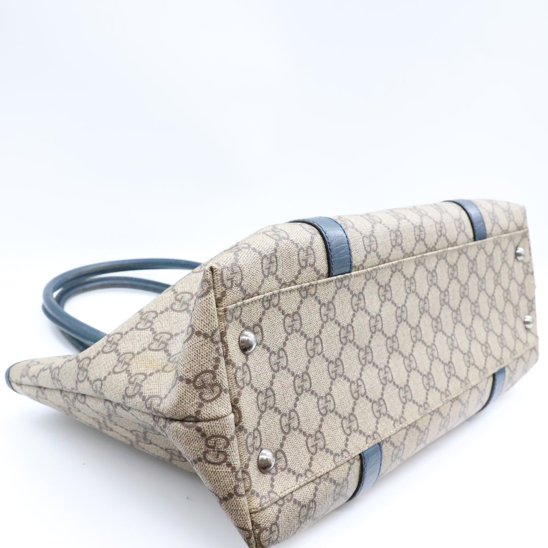 Gucci GG Beige/Cyan Supreme Canvas Tote Bag