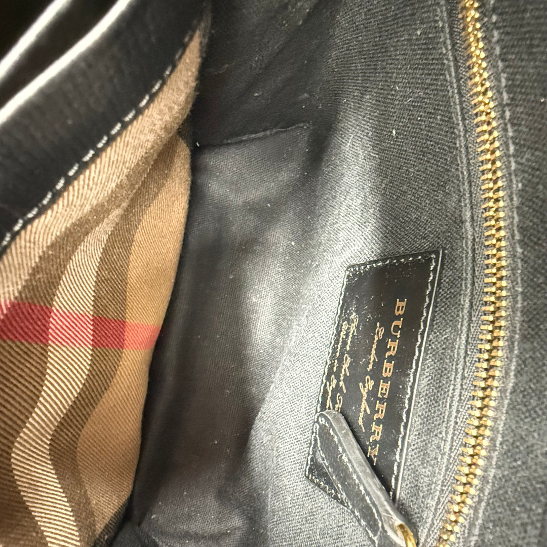 Burberry Black Grained Leather Camberley Top Handle Handbag