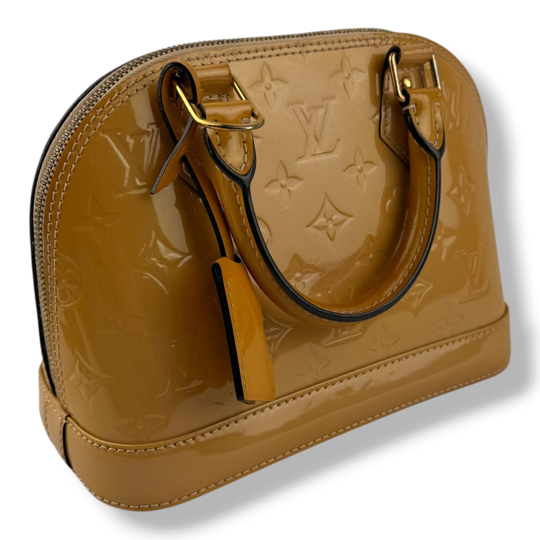 Louis Vuitton Alma BB Beige Vernis Patent Leather Monogram Handbag