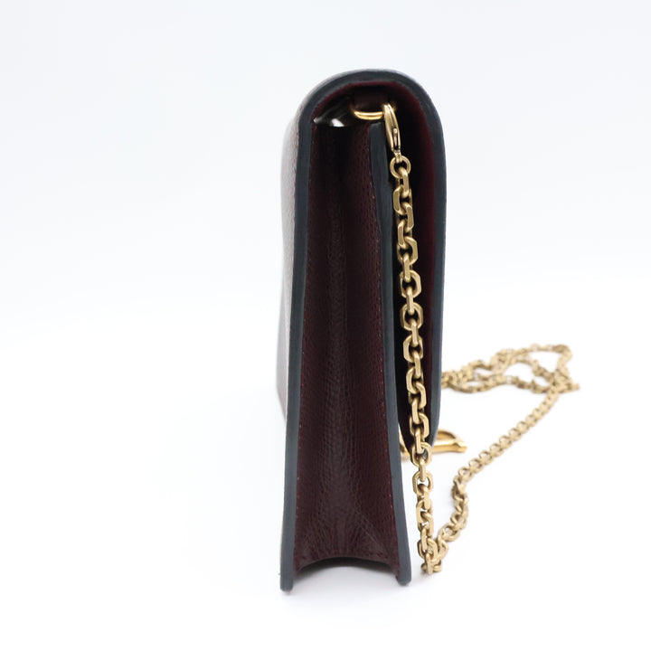 Dior Lady Dior Burgundy Wallet on Chain Pochette Bag