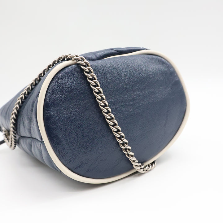 Gucci GG Marmont Navy Leather Mini Bucket Handbag
