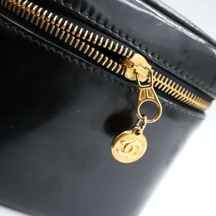 Chanel Black Patent Vanity Bag