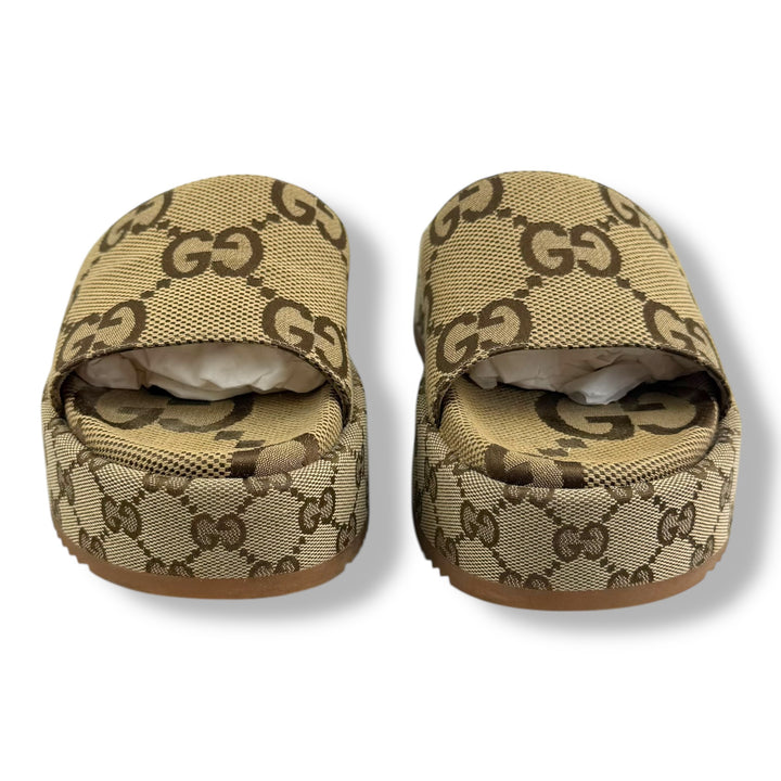 Gucci Angelina Slides Beige GG Supreme Canvas UK 6 / EU 39