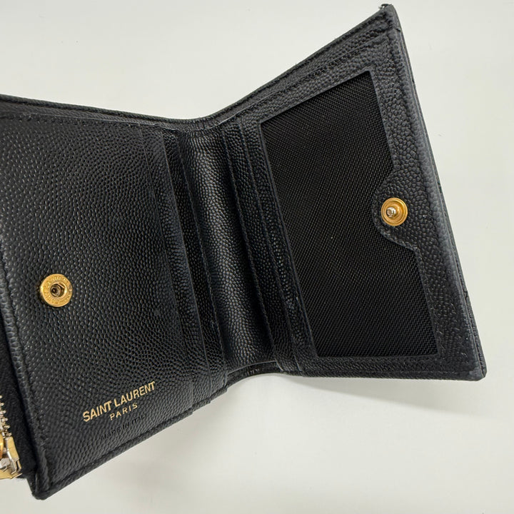 YSL Saint Laurent Black Cassandre Bifold Wallet