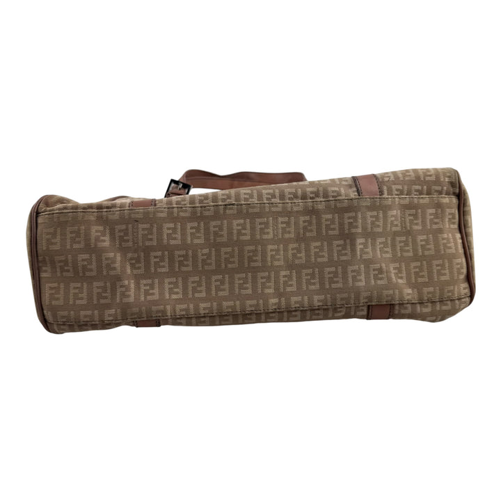 Fendi Zucchino Beige/Pink FF Monogram Canvas Hobo Handbag