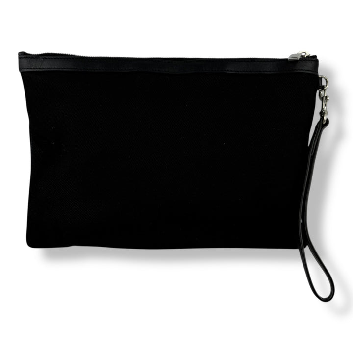 Saint Laurent Black Cotton Canvas Rive Gauche Clutch Bag