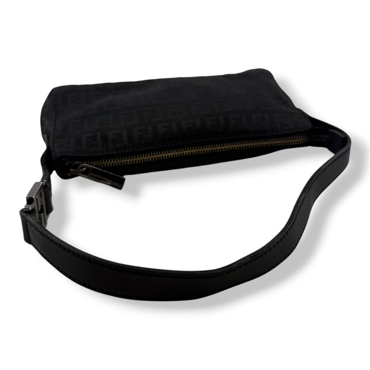 Fendi FF Zucchino Baguette Black Handbag