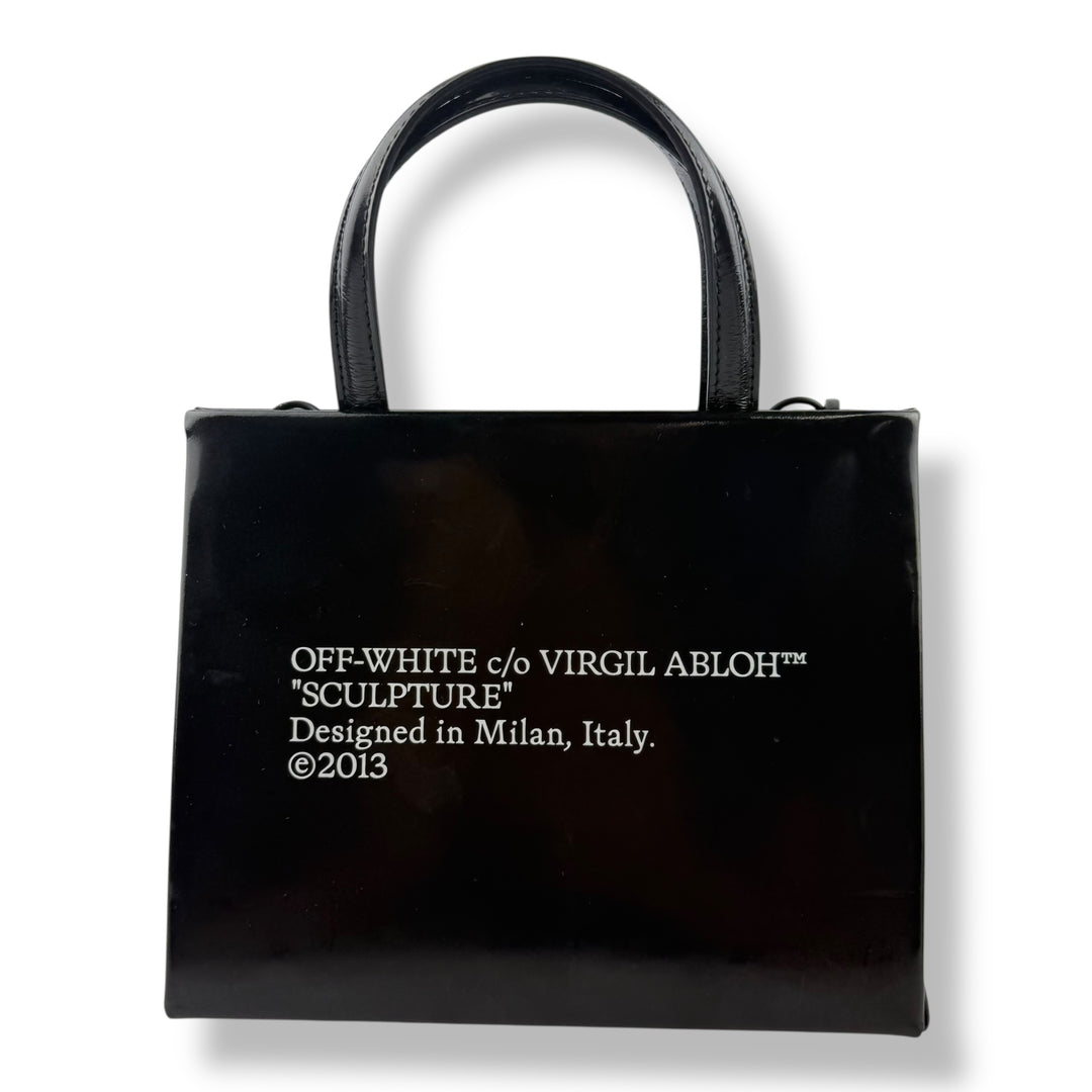 Off-White Mini Box Black Patent Leather Tote Bag