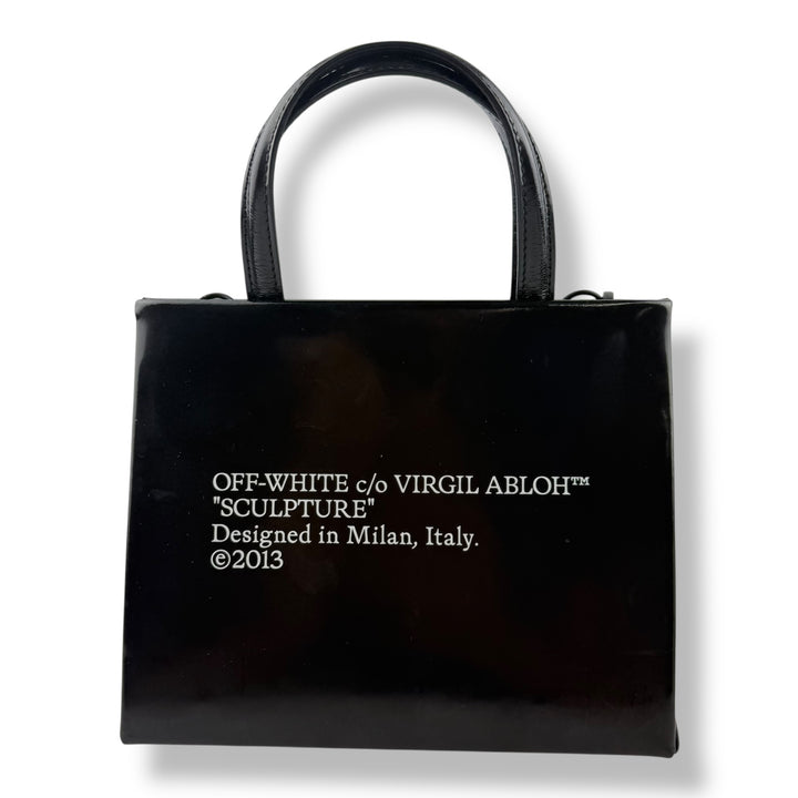 Off-White Mini Box Black Patent Leather Tote Bag