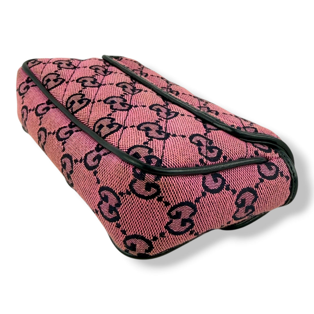 Gucci GG Marmont Pink/Navy Canvas Super Mini Handbag