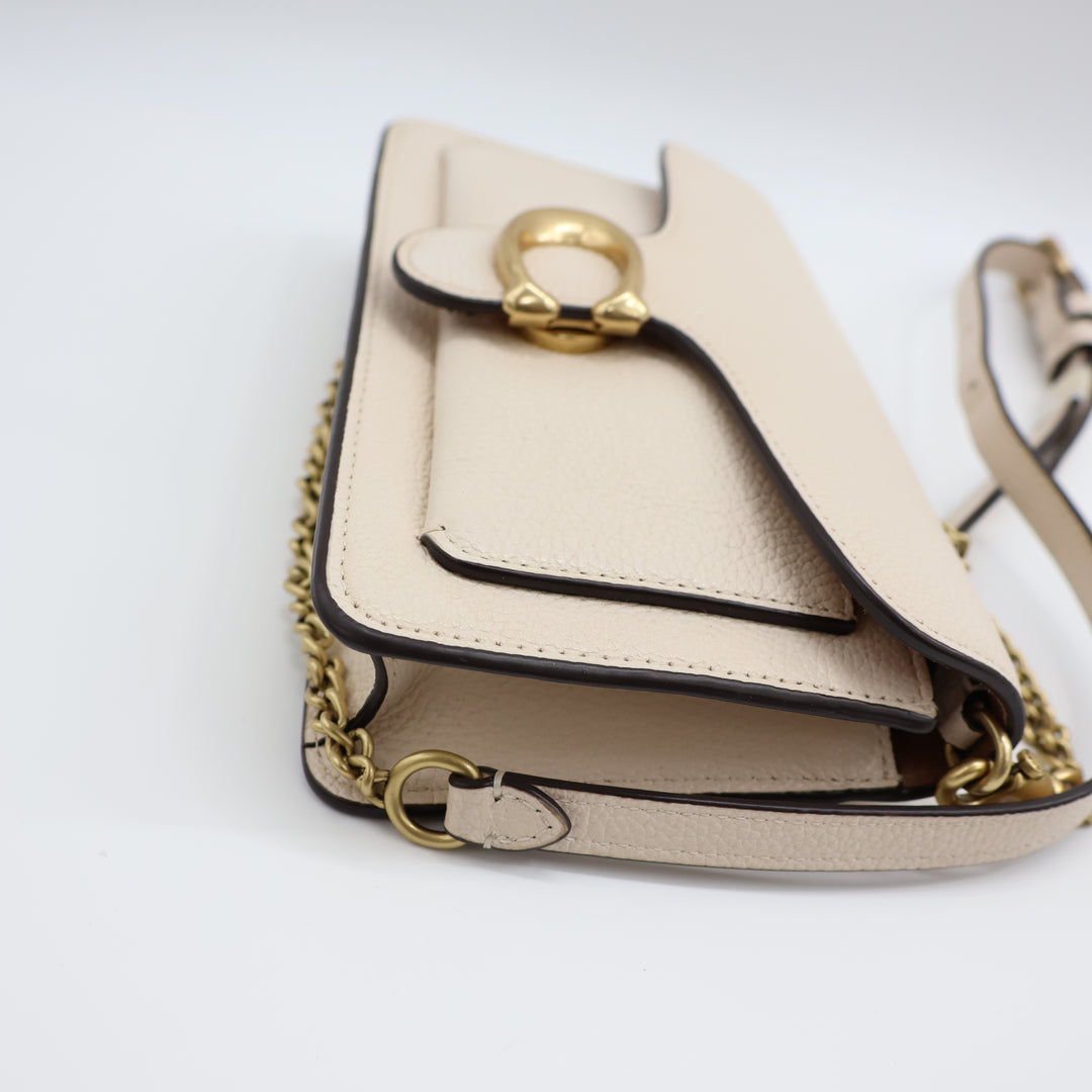 Coach Tabby Wallet On Chain Cream Leather Handbag