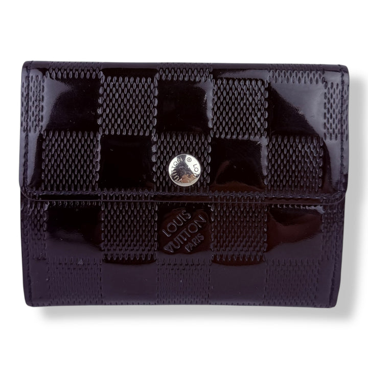 LOUIS VUITTON Ludlow Damier Vernis Noir Card Case Wallet in Black
