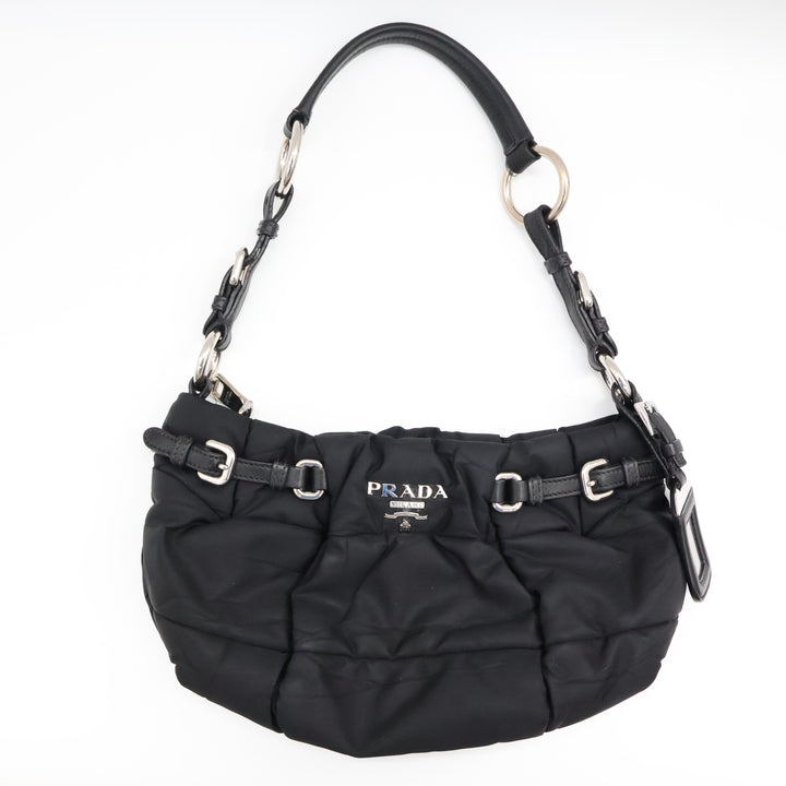 Prada Tessuto Black Nylon Hobo Shoulder Bag