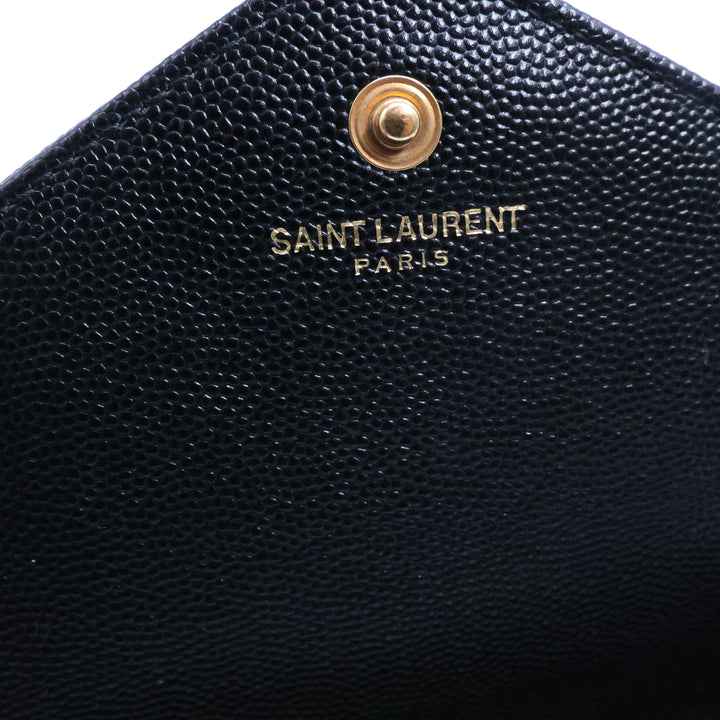 Saint Laurent YSL Matelasse Black Leather Cassandre Wallet On Chain Handbag