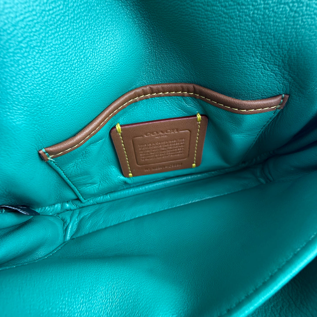 Coach Pillow Tabby 18 Teal Leather Handbag