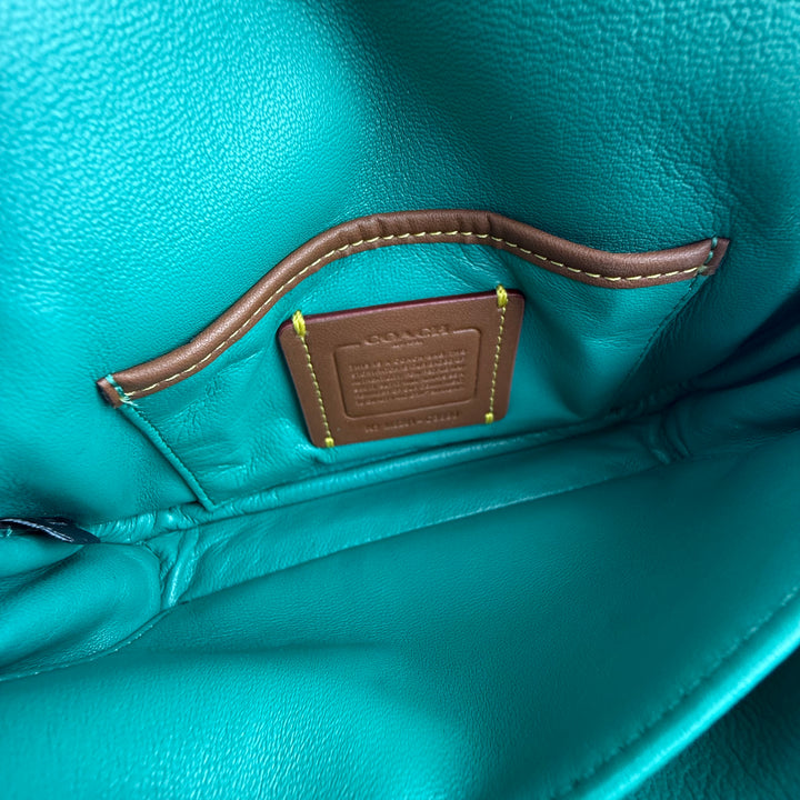 Coach Pillow Tabby 18 Teal Leather Handbag