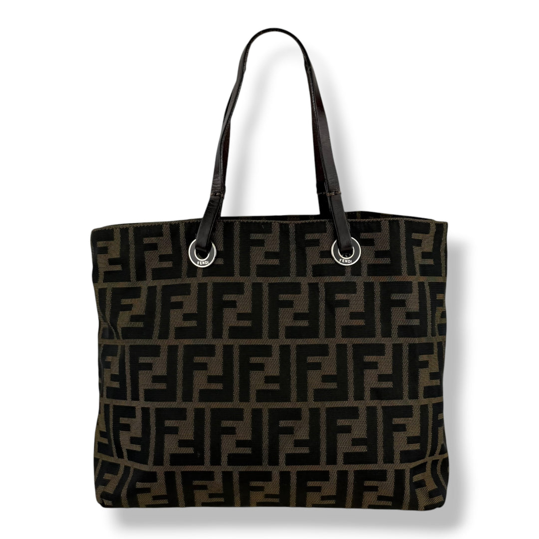 Fendi Zucca Brown Monogram Canvas Tote Handbag