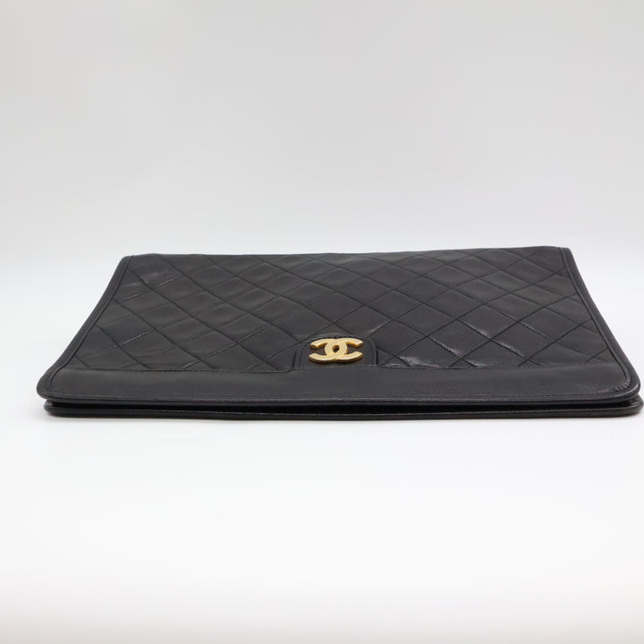 Chanel CC Black Quilted Lambskin Vintage Clutch Bag