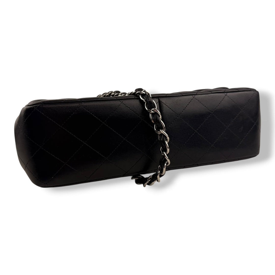 Chanel Double Classic Lambskin Black Flap Handbag Large
