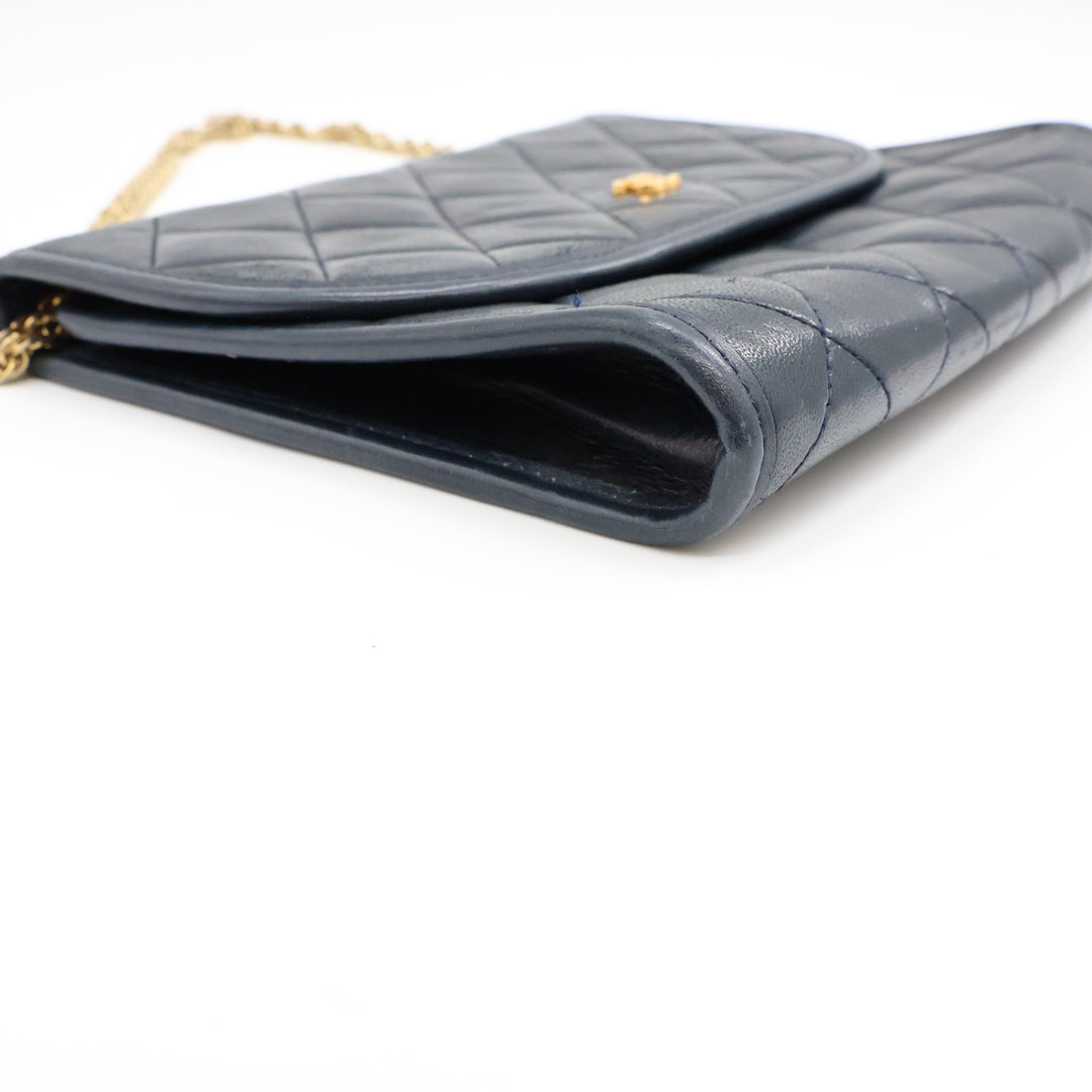 Chanel Navy Lambskin Vintage Mini Matelasse Handbag