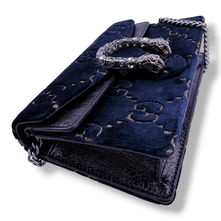 Gucci GG Dionysus Navy Velvet Super Mini Handbag