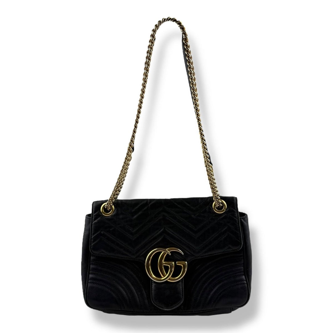 Gucci GG Marmont Flap Black Leather Large Handbag