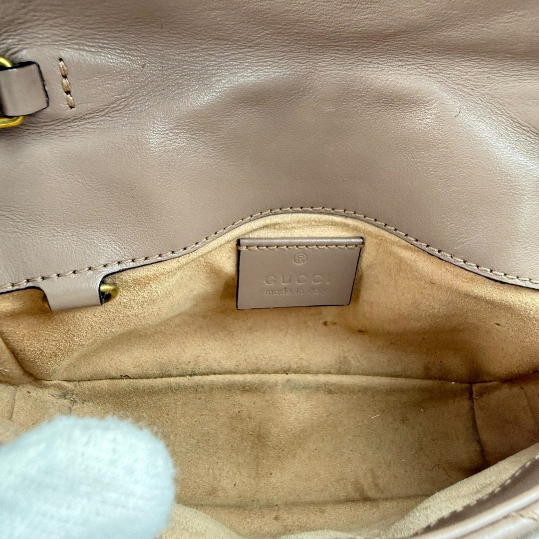 Gucci GG Marmont Flap Dusty Pink Leather Super Mini Handbag