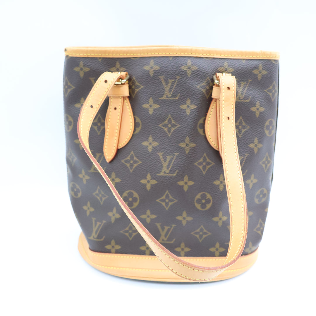 Louis Vuitton PM Bucket Tote Brown Monogram Handbag