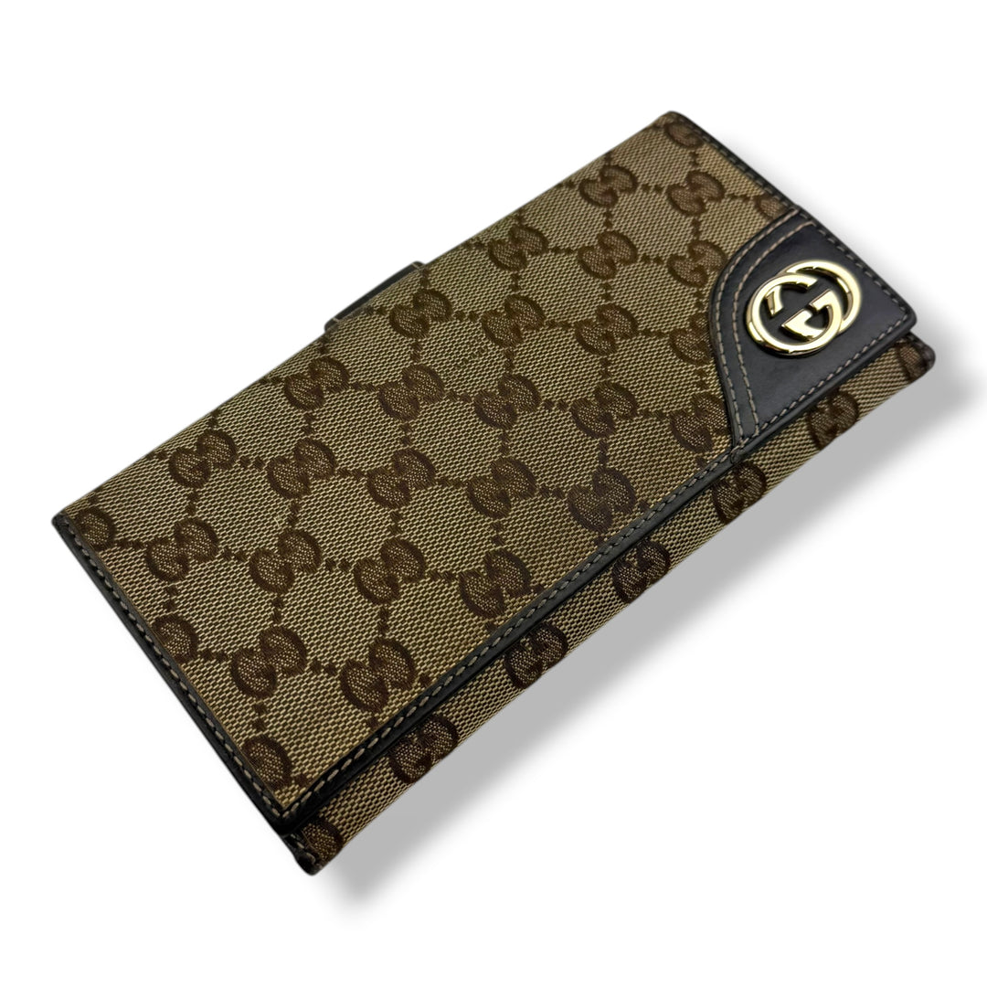 Gucci GG Beige/Brown Monogram Femme Bifold Purse