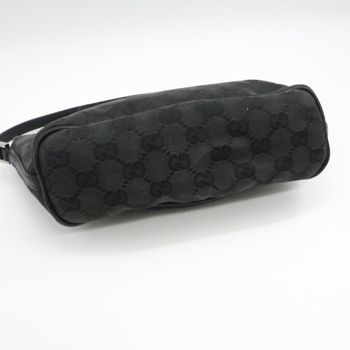 Gucci GG Supreme Black Boat Pochette Handbag