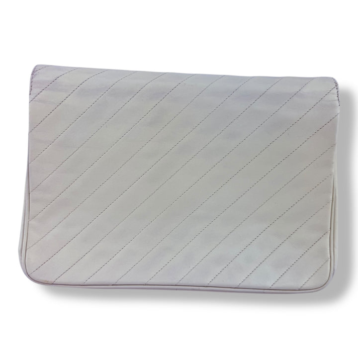 Chanel CC Cream Push Lock Single Flap Vintage Shoulder Handbag