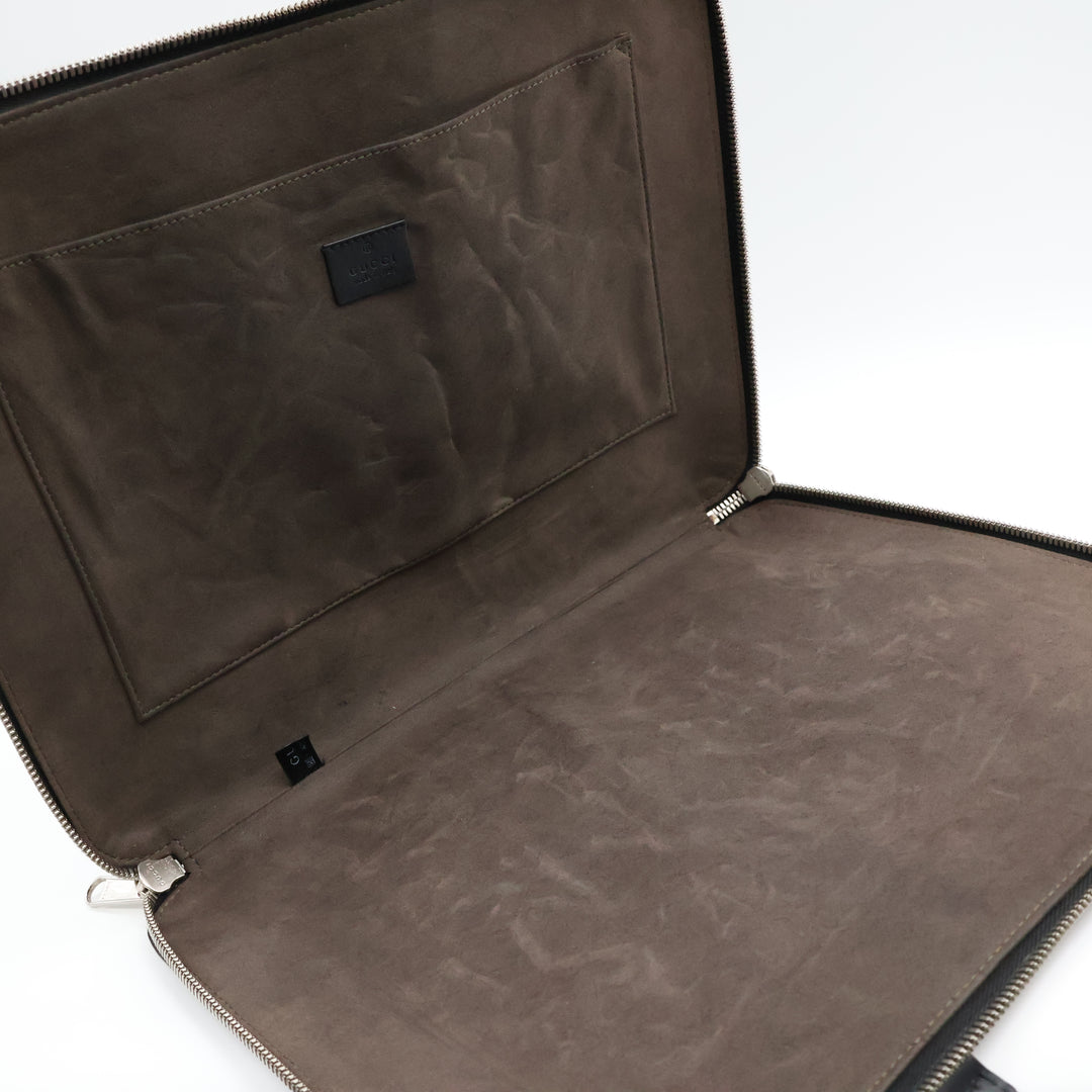 Gucci Guccissima Black Briefcase Business Bag