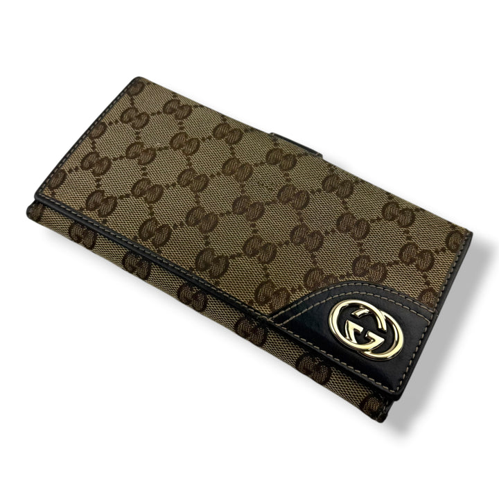 Gucci GG Beige/Brown Monogram Femme Bifold Purse