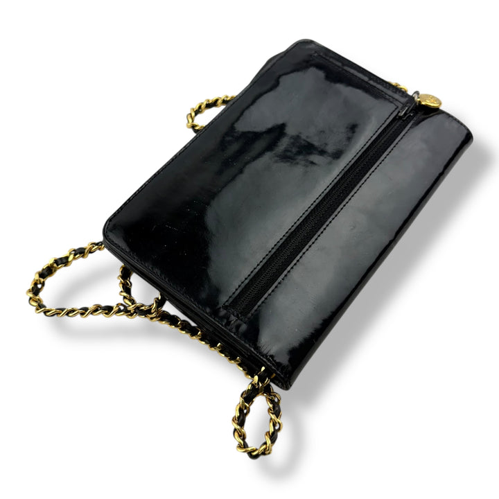 Chanel CC Wallet on Chain Black Patent Leather