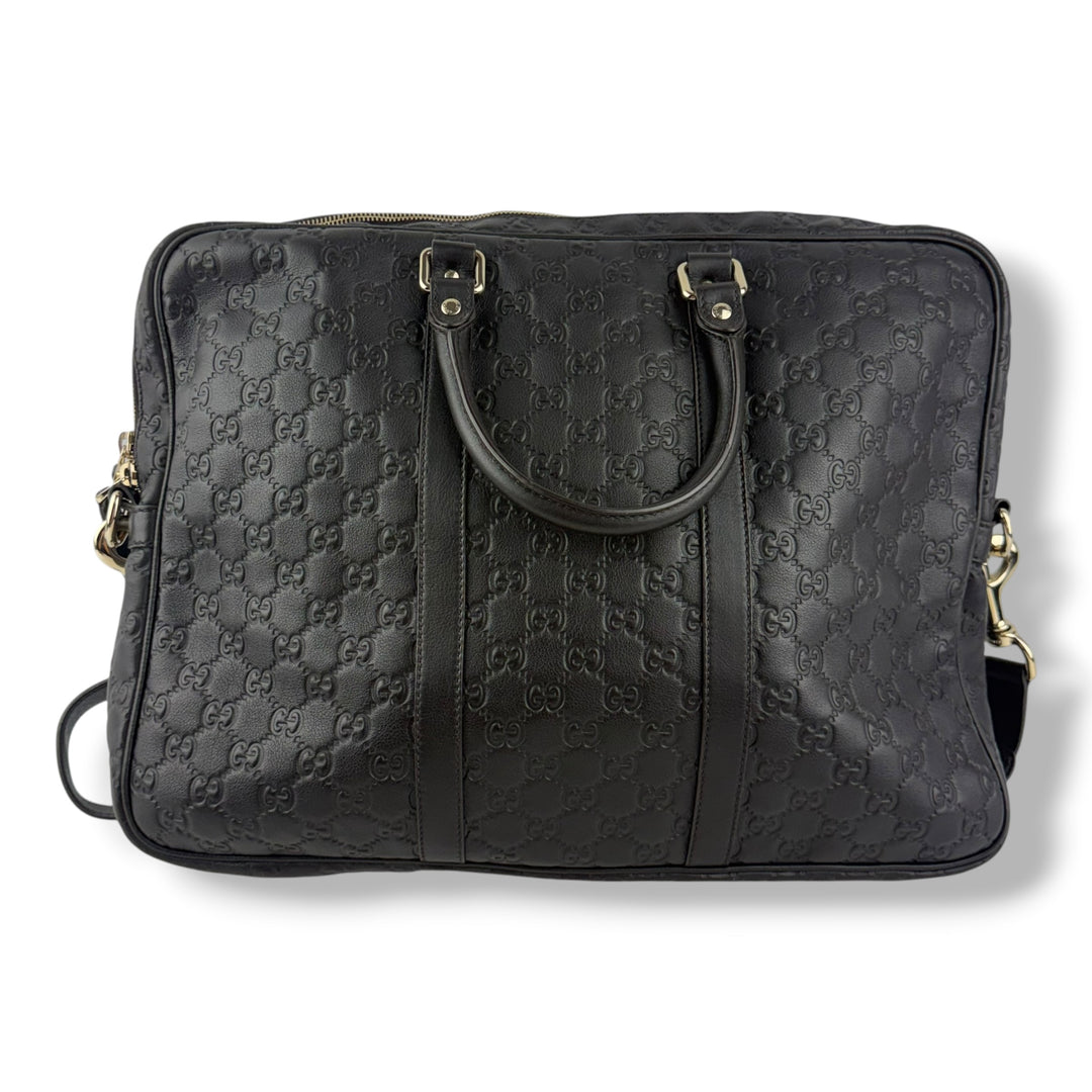 Gucci Guccissima Black Briefcase Business Bag