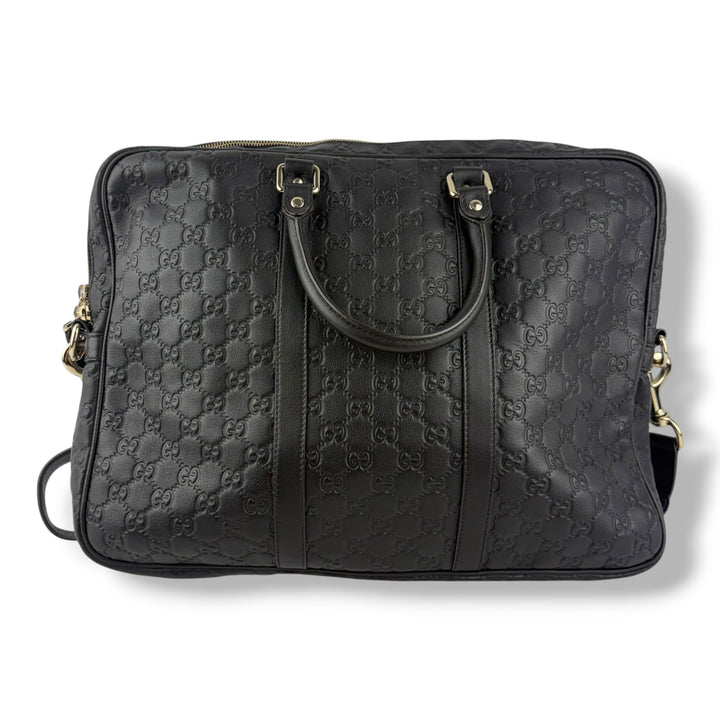 Gucci Guccissima Black Briefcase Business Bag