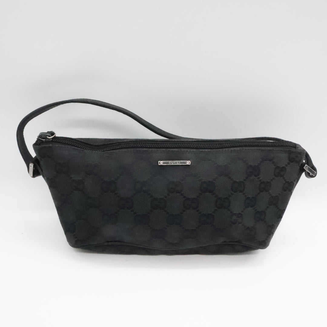 Gucci GG Supreme Black Boat Pochette Handbag