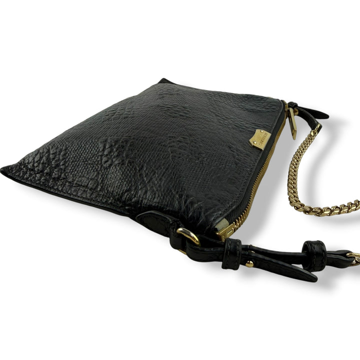 Burberry Black Leather Embossed Crossbody Bag