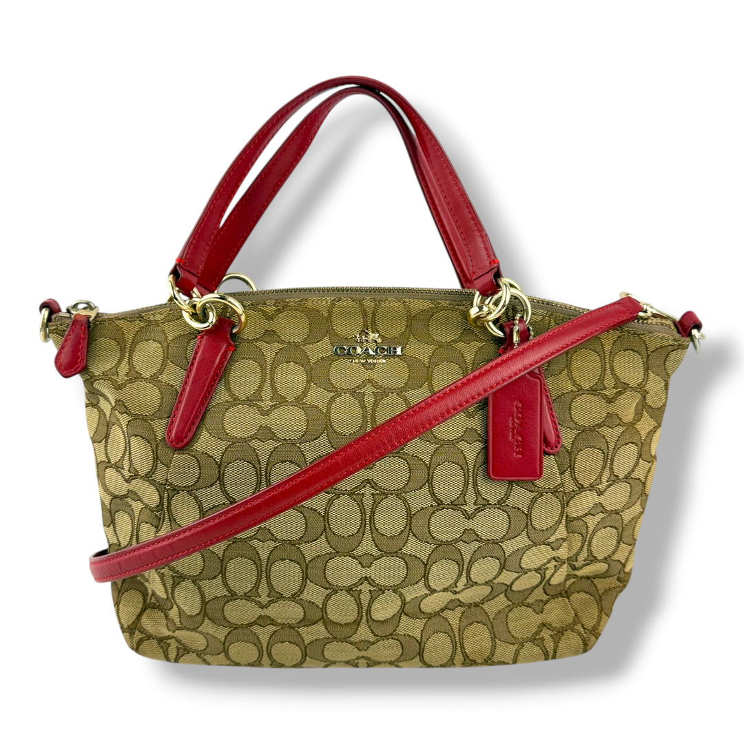 Coach Beige/Red Kelsey Tote Handbag