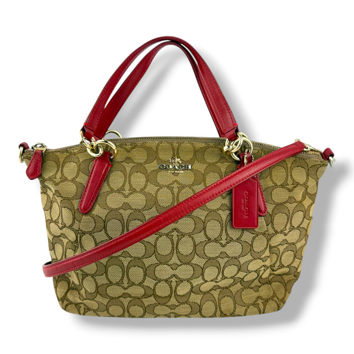 Coach Beige/Red Kelsey Tote Handbag