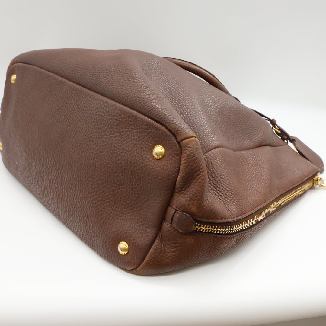 Prada Brown Vitello Tote Handbag