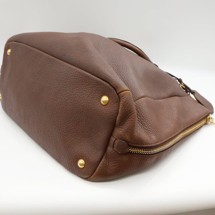 Prada Brown Vitello Tote Handbag