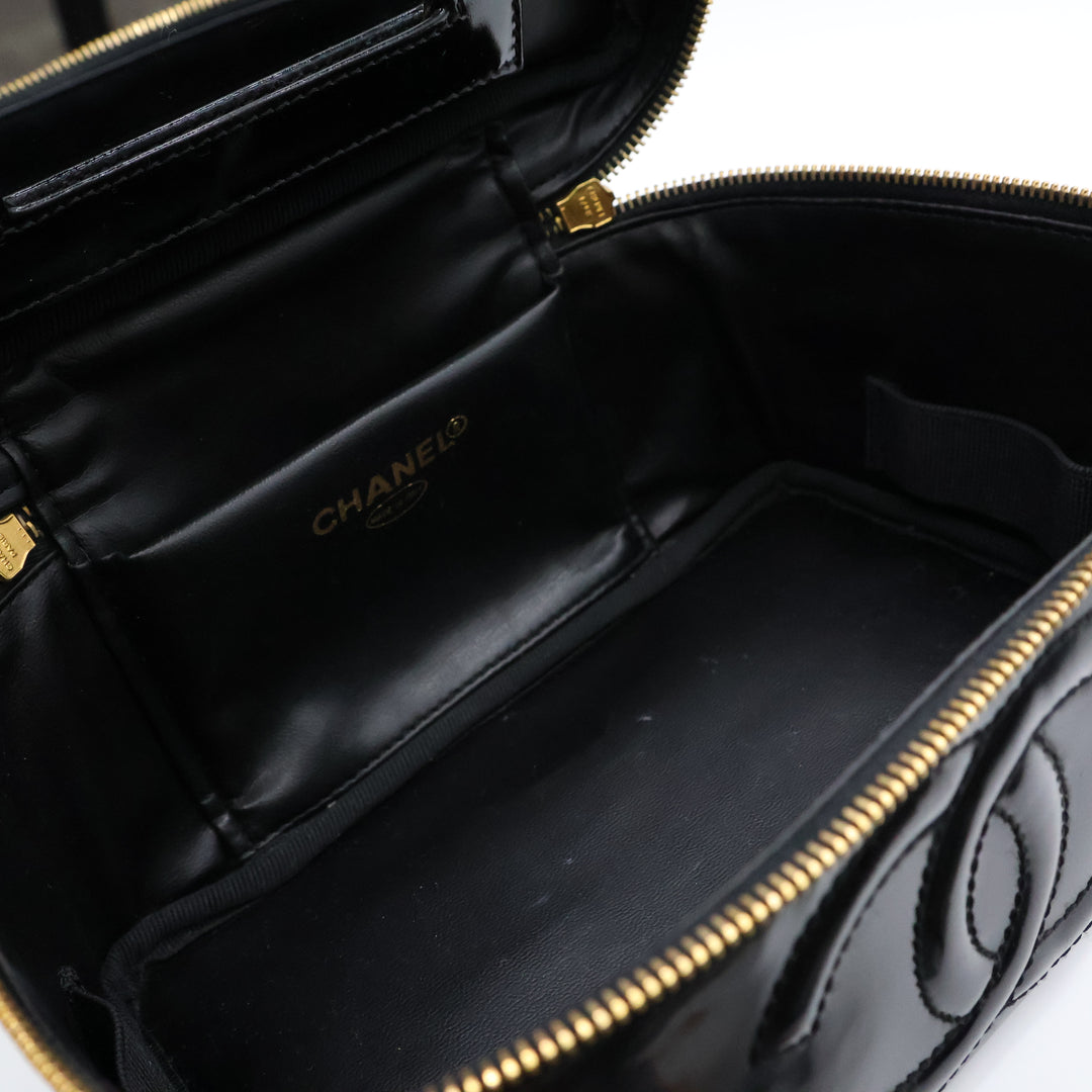 Chanel Black Patent Vanity Bag