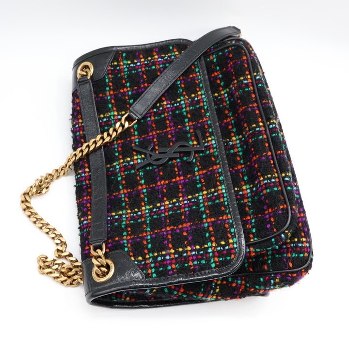 YSL Saint Laurent Niki Tweed Multicolour Shoulder Bag