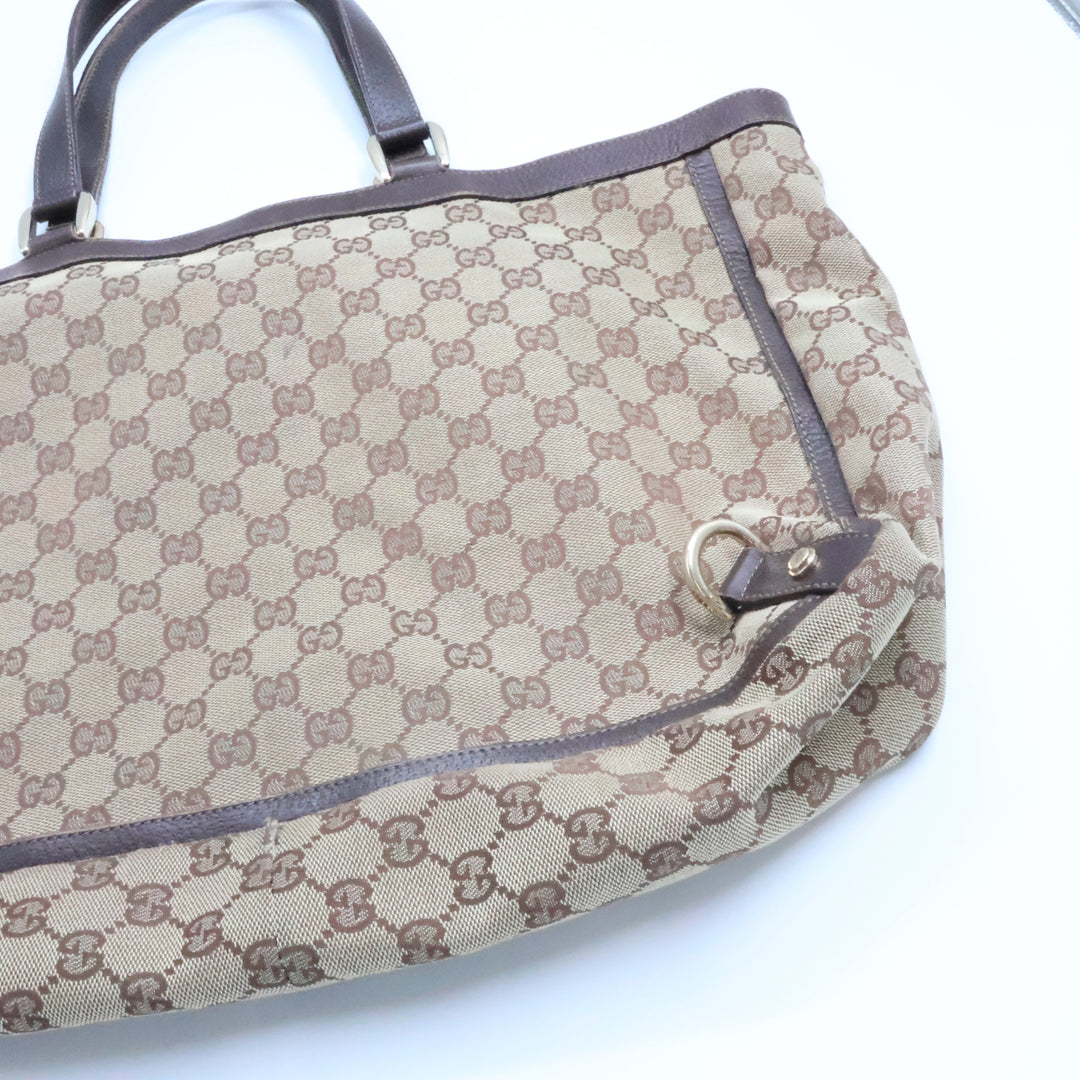 Gucci Abbey GG Beige/Brown Canvas Tote Handbag