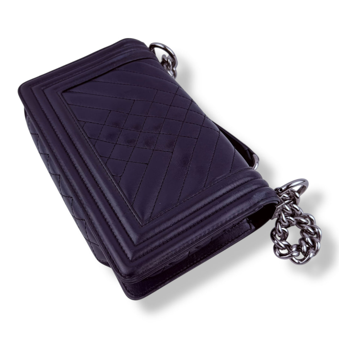 Chanel Navy Small Lambskin Boy Handbag