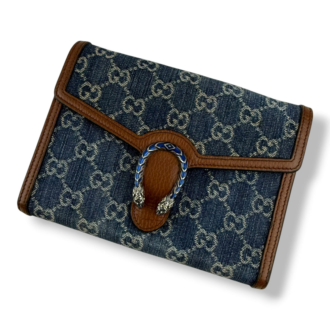 Gucci GG Denim Dionysus Wallet On Chain Handbag