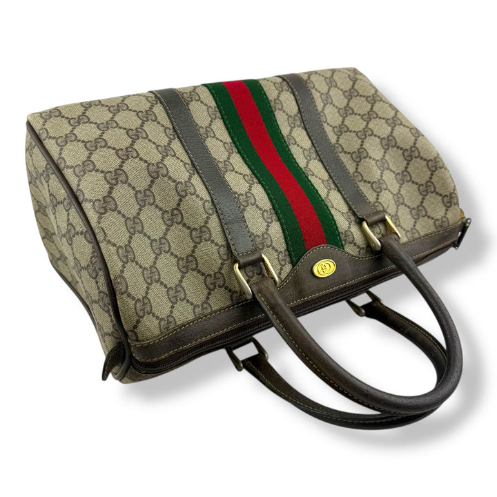 Gucci Beige GG Monogram Boston Canvas Bag