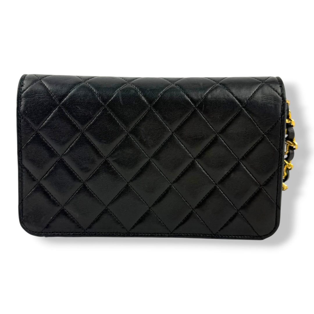 Chanel CC Mini Black Push Lock Single Flap Lambskin Shoulder Handbag