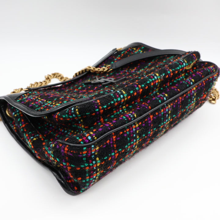 YSL Saint Laurent Niki Tweed Multicolour Shoulder Bag